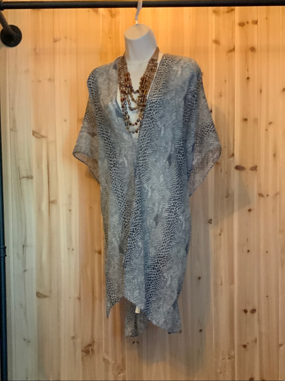Pretty Persuasions Gray Sheer Snakeskin-Print Swim Coverup